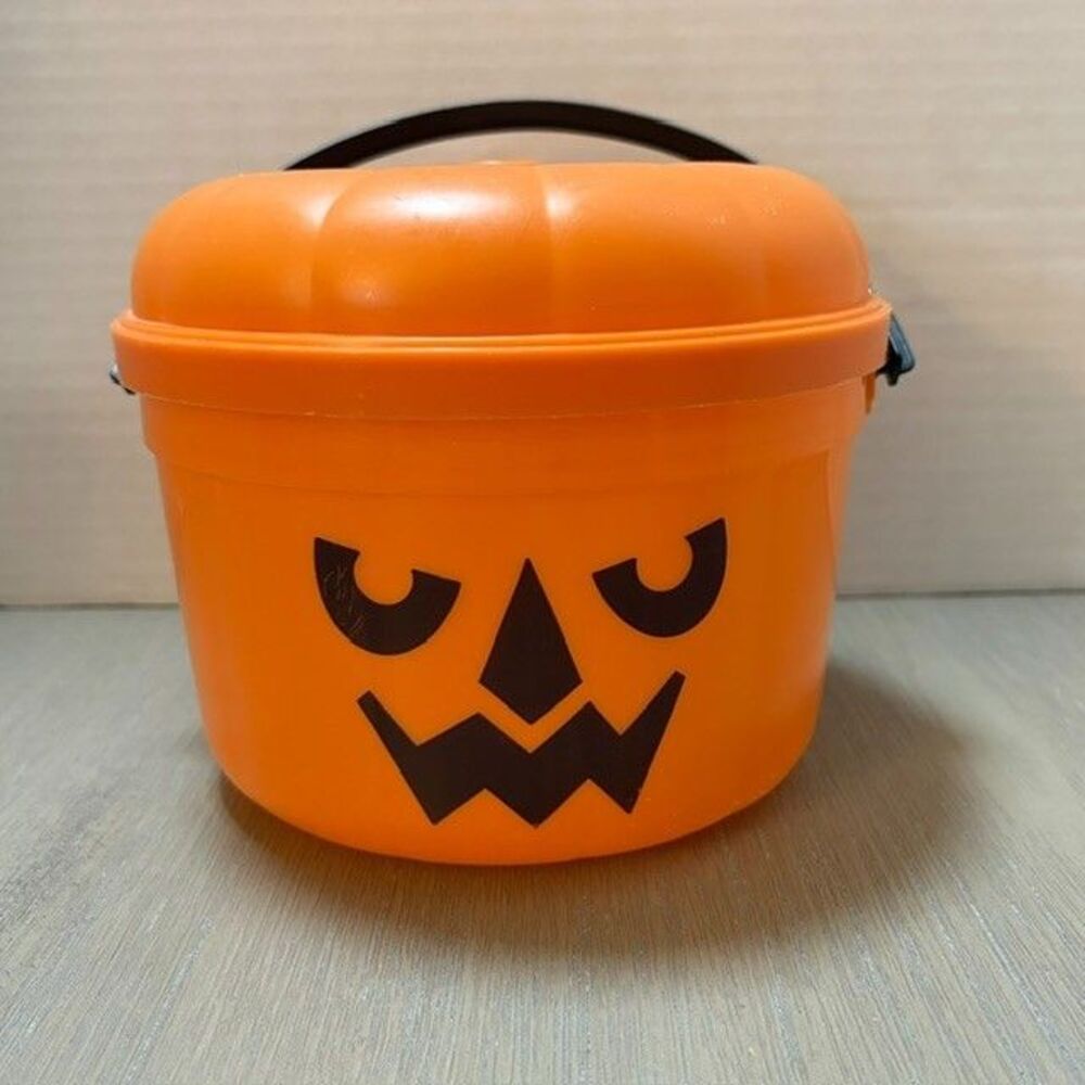 Vintage 1986 McDonald's Happy Meal McGoblin Bucket & Lid Trick Or Treat Pumpkin